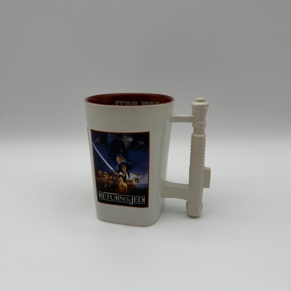 Disney Parks Star Wars Mug 20oz Retro Movie Poster Lightsaber Handle Collector